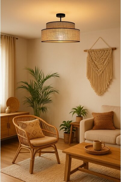 Přisazený lustr BOHO 1xE27/60W/230V pr. 40 cm béžová
