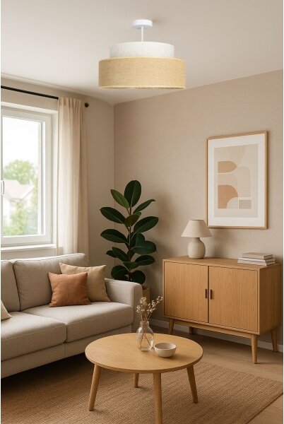 Přisazený lustr BOHO 1xE27/60W/230V pr. 40 cm krémová/béžová