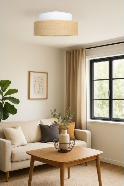 Stropní svítidlo BOHO 1xE27/60W/230V pr. 40 cm bílá/béžová
