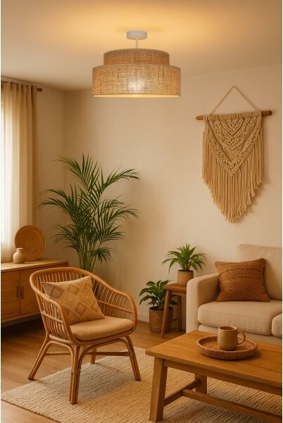 Přisazený lustr BOHO 1xE27/60W/230V pr. 40 cm béžová
