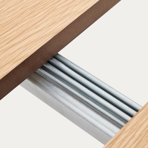 Dubový rozkládací jídelní stůl Kave Home Montuiri 90-170 x 90 cm s šedou podnoží