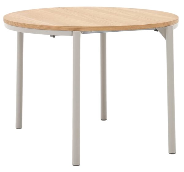 Dubový rozkládací jídelní stůl Kave Home Montuiri 90-170 x 90 cm s šedou podnoží