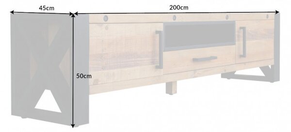 Designový TV stolek Thunder 200 cm borovice