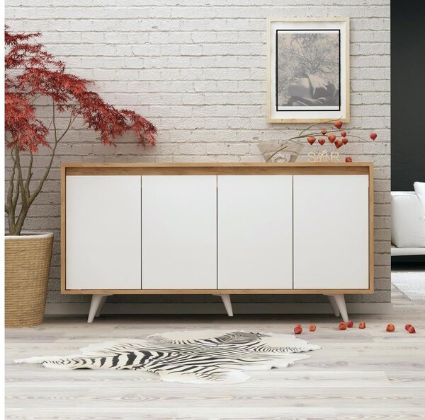 Komoda SHANS 140x86x40 cm hnědá/bílá