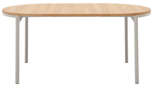 Dubový rozkládací jídelní stůl Kave Home Montuiri 90-170 x 90 cm s šedou podnoží
