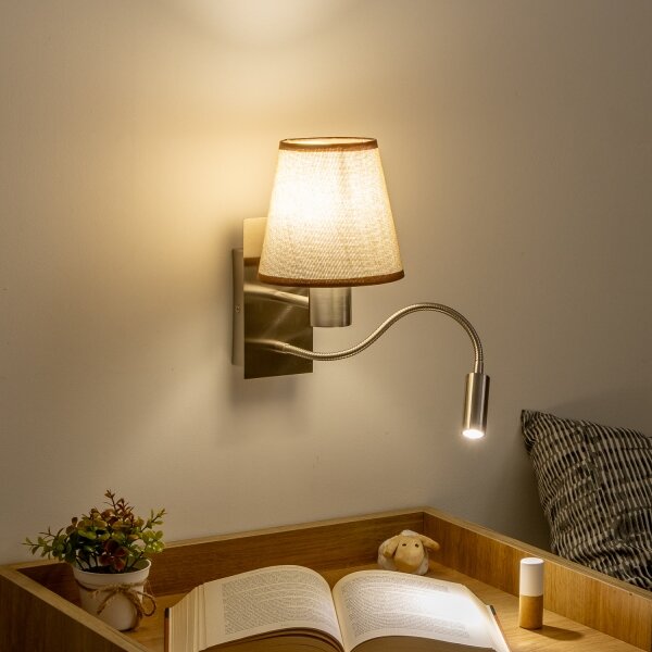 Brilagi - LED Nástěnná lampa NUBILA 1xE27/25W/230V + LED/3W chrom/hnědá