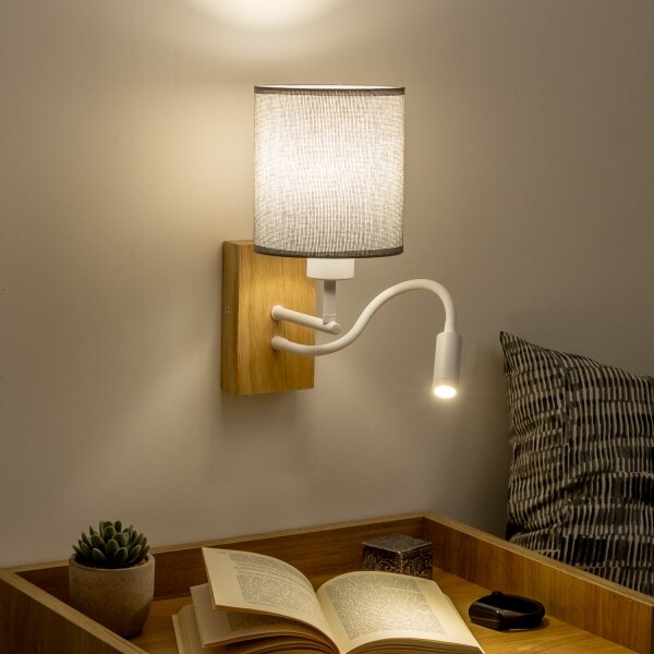 Brilagi - LED Nástěnná lampa NUBILA WOOD 1xE27/25W/230V + LED/3W dub/šedá