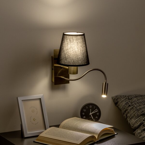 Brilagi - LED Nástěnná lampa NUBILA 1xE27/25W/230V + LED/3W mosaz/černá