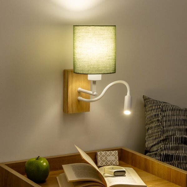 Brilagi - LED Nástěnná lampa NUBILA WOOD 1xE27/25W/230V + LED/3W dub/zelená
