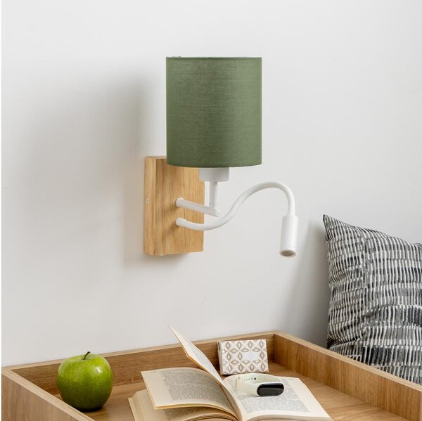 Brilagi - LED Nástěnná lampa NUBILA WOOD 1xE27/25W/230V + LED/3W dub/zelená