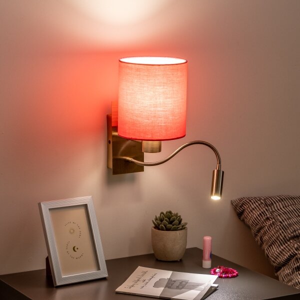 Brilagi - LED Nástěnná lampa NUBILA 1xE27/25W/230V + LED/3W mosaz/růžová