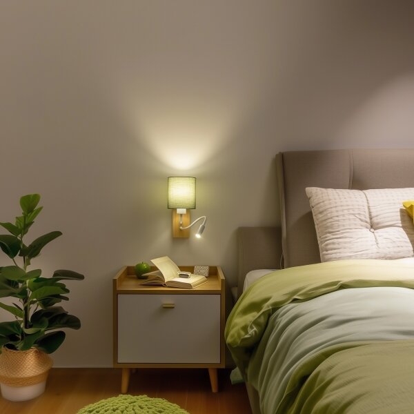 Brilagi - LED Nástěnná lampa NUBILA WOOD 1xE27/25W/230V + LED/3W dub/zelená