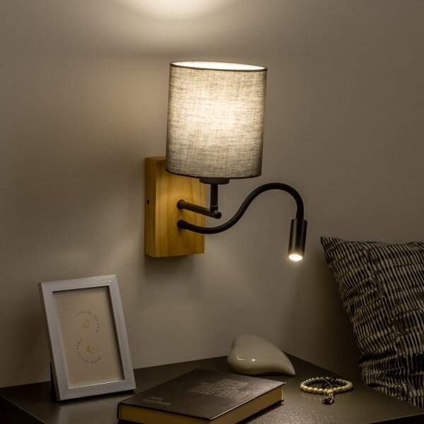 Brilagi - LED Nástěnná lampa NUBILA WOOD 1xE27/25W/230V + LED/3W dub/antracit