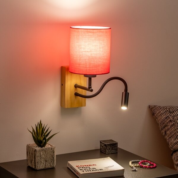 Brilagi - LED Nástěnná lampa NUBILA WOOD 1xE27/25W/230V + LED/3W dub/růžová