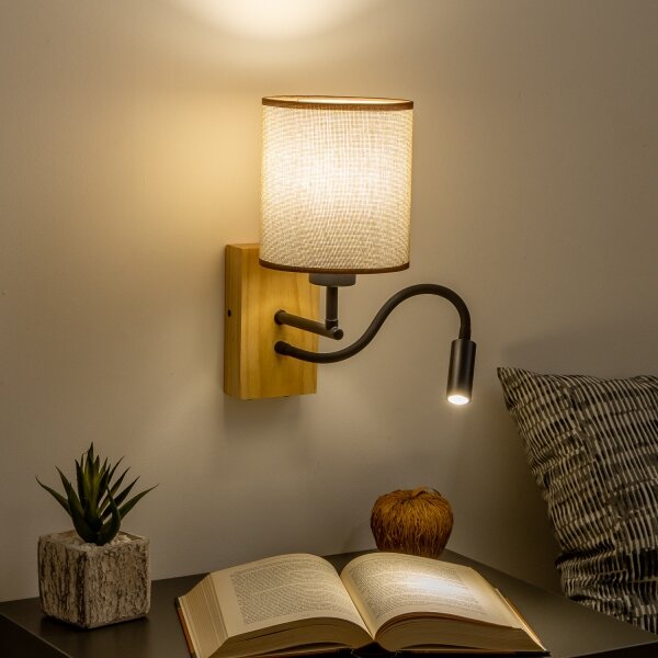 Brilagi - LED Nástěnná lampa NUBILA WOOD 1xE27/25W/230V + LED/3W dub/hnědá