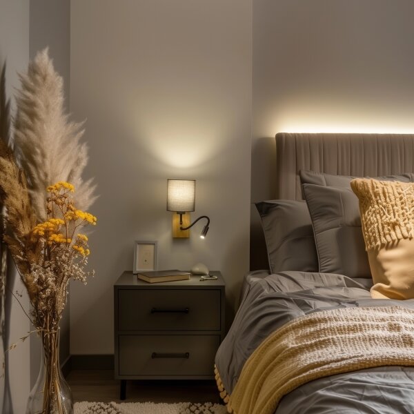 Brilagi - LED Nástěnná lampa NUBILA WOOD 1xE27/25W/230V + LED/3W dub/antracit