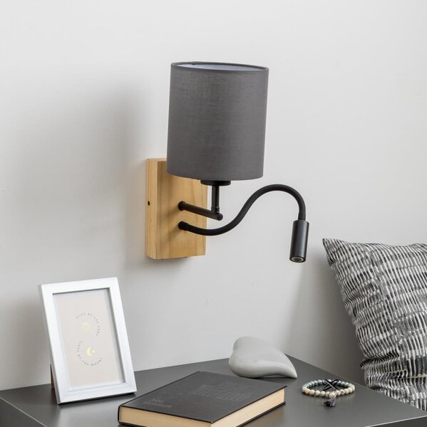 Brilagi - LED Nástěnná lampa NUBILA WOOD 1xE27/25W/230V + LED/3W dub/antracit