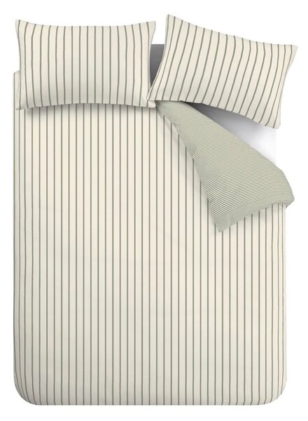 Zelené/krémové bavlněné povlečení na dvoulůžko 200x200 cm Hampton Stripe – Bianca