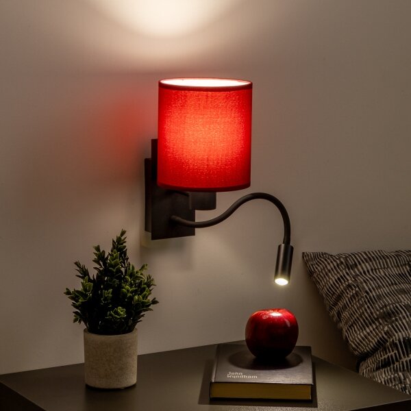Brilagi-LED Nástěnná lampa NUBILA 1xE27/25W/230V+LED/3W černá/pompej.červená