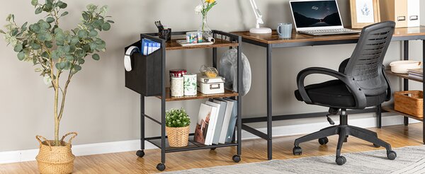 Pojízdný kancelářský regál Vasagle Celest 52 cm hnědý/černý