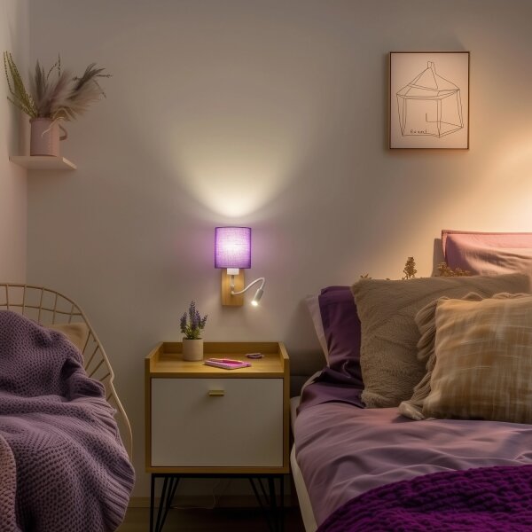 Brilagi - LED Nástěnná lampa NUBILA WOOD 1xE27/25W/230V + LED/3W dub/fialová