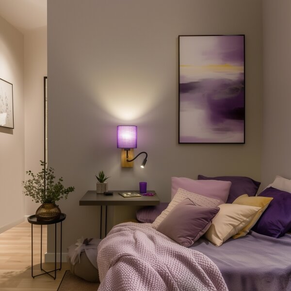 Brilagi - LED Nástěnná lampa NUBILA WOOD 1xE27/25W/230V + LED/3W dub/fialová