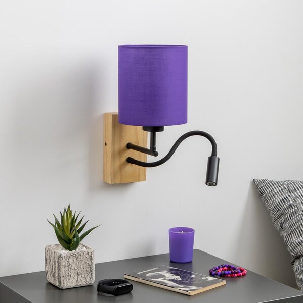Brilagi - LED Nástěnná lampa NUBILA WOOD 1xE27/25W/230V + LED/3W dub/fialová