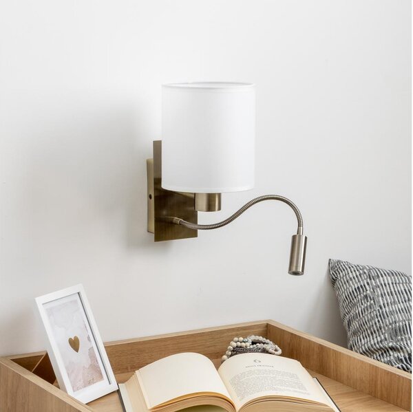 Brilagi - LED Nástěnná lampa NUBILA 1xE27/25W/230V + LED/3W mosaz/bílá