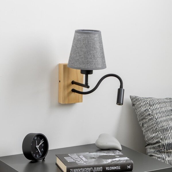 Brilagi - LED Nástěnná lampa NUBILA WOOD 1xE27/25W/230V + LED/3W dub/šedá