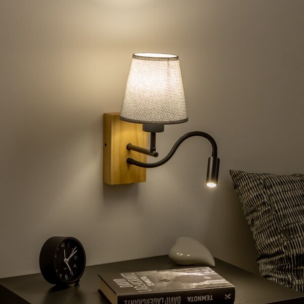Brilagi - LED Nástěnná lampa NUBILA WOOD 1xE27/25W/230V + LED/3W dub/šedá