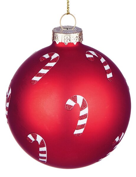 HANG ON Skleněná ozdoba Candy Cane 8 cm - červená