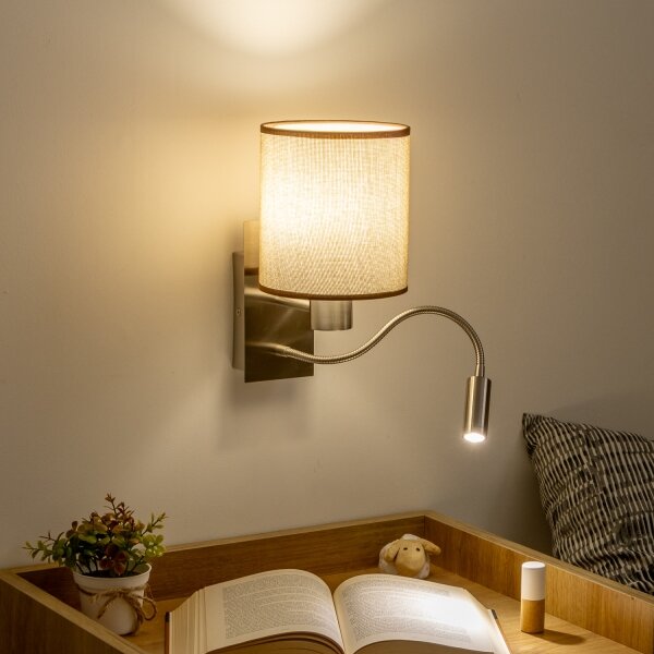 Brilagi - LED Nástěnná lampa NUBILA 1xE27/25W/230V + LED/3W chrom/hnědá