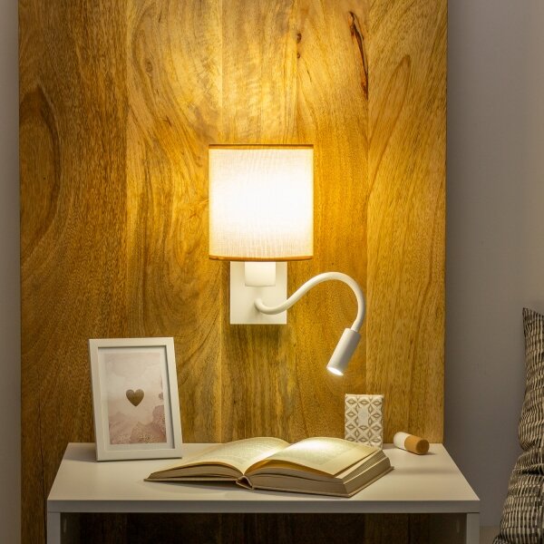 Brilagi - LED Nástěnná lampa NUBILA 1xE27/25W/230V +LED/3W bílá/světle hnědá