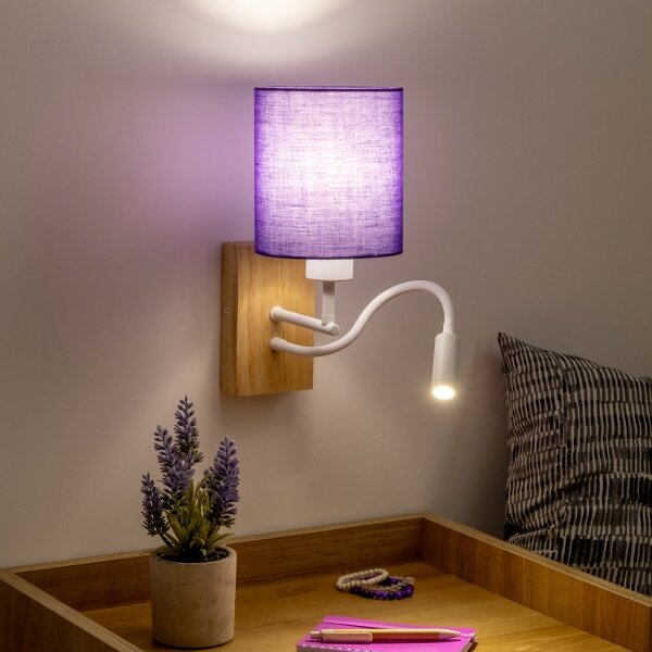 Brilagi - LED Nástěnná lampa NUBILA WOOD 1xE27/25W/230V + LED/3W dub/fialová