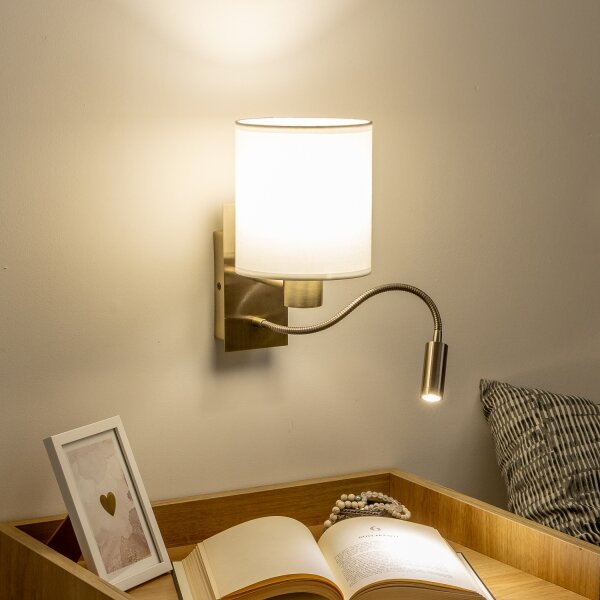 Brilagi - LED Nástěnná lampa NUBILA 1xE27/25W/230V + LED/3W mosaz/bílá