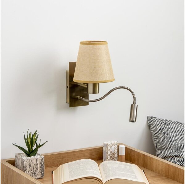 Brilagi - LED Nástěnná lampa NUBILA 1xE27/25W/230V+LED/3W mosaz/světle hnědá