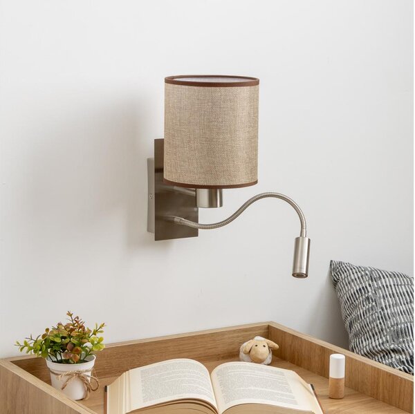 Brilagi - LED Nástěnná lampa NUBILA 1xE27/25W/230V + LED/3W chrom/hnědá