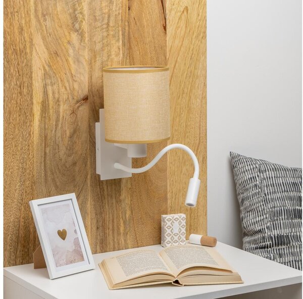 Brilagi - LED Nástěnná lampa NUBILA 1xE27/25W/230V +LED/3W bílá/světle hnědá