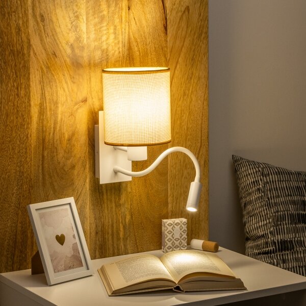 Brilagi - LED Nástěnná lampa NUBILA 1xE27/25W/230V +LED/3W bílá/světle hnědá
