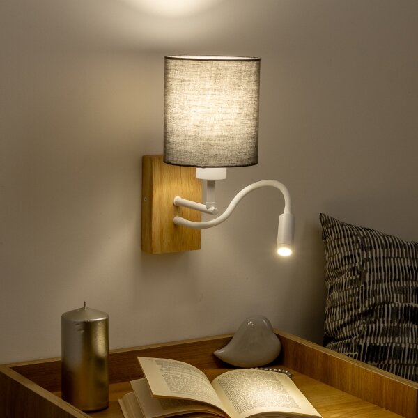 Brilagi - LED Nástěnná lampa NUBILA WOOD 1xE27/25W/230V + LED/3W dub/antracit