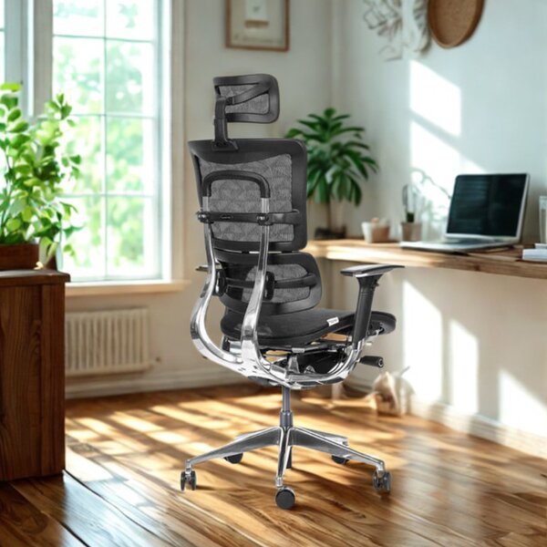 MERCURY Ergonomická kancelářská židle ORION JNS-801, černá sítovina W-51 (vzorovaná), leštěný kříž