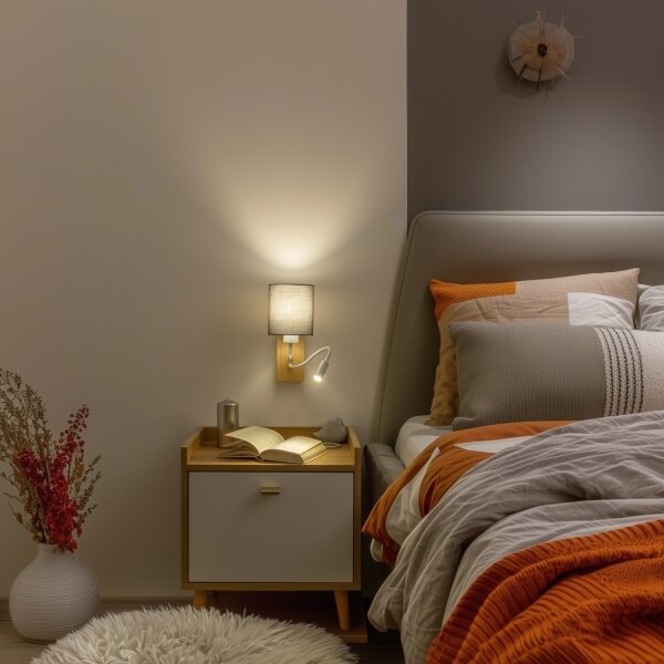 Brilagi - LED Nástěnná lampa NUBILA WOOD 1xE27/25W/230V + LED/3W dub/antracit