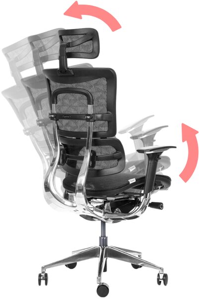 MERCURY Ergonomická kancelářská židle ORION JNS-801, černá sítovina W-51 (vzorovaná), leštěný kříž