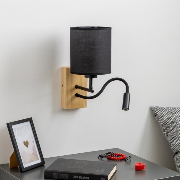 Brilagi - LED Nástěnná lampa NUBILA WOOD 1xE27/25W/230V + LED/3W dub/černá