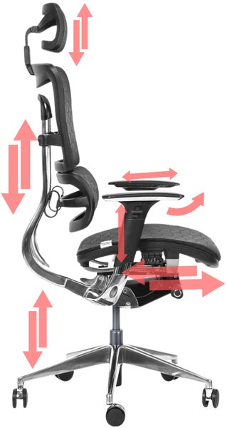 MERCURY Ergonomická kancelářská židle ORION JNS-801, černá sítovina W-51 (vzorovaná), leštěný kříž