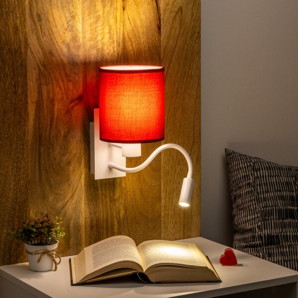 Brilagi-LED Nástěnná lampa NUBILA 1xE27/25W/230V+LED/3W bílá/pompej. červená