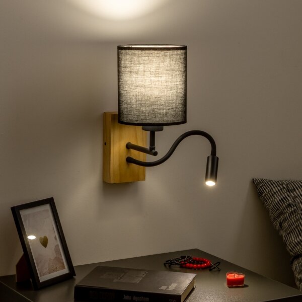Brilagi - LED Nástěnná lampa NUBILA WOOD 1xE27/25W/230V + LED/3W dub/černá