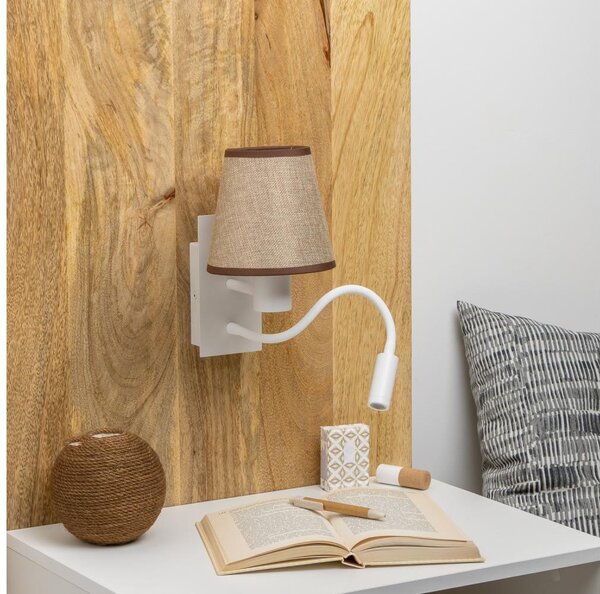 Brilagi - LED Nástěnná lampa NUBILA 1xE27/25W/230V + LED/3W bílá/hnědá