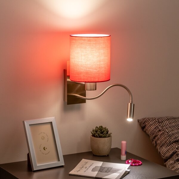 Brilagi - LED Nástěnná lampa NUBILA 1xE27/25W/230V + LED/3W chrom/růžová