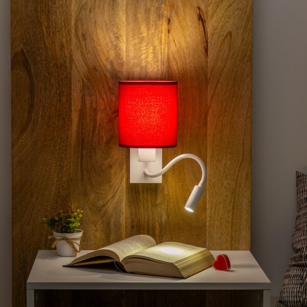 Brilagi-LED Nástěnná lampa NUBILA 1xE27/25W/230V+LED/3W bílá/pompej. červená